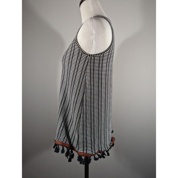 W5 Anthropologie Top Women S Navy Sleeveless Stripe Tassel Boho Tank - Picture 3 of 6